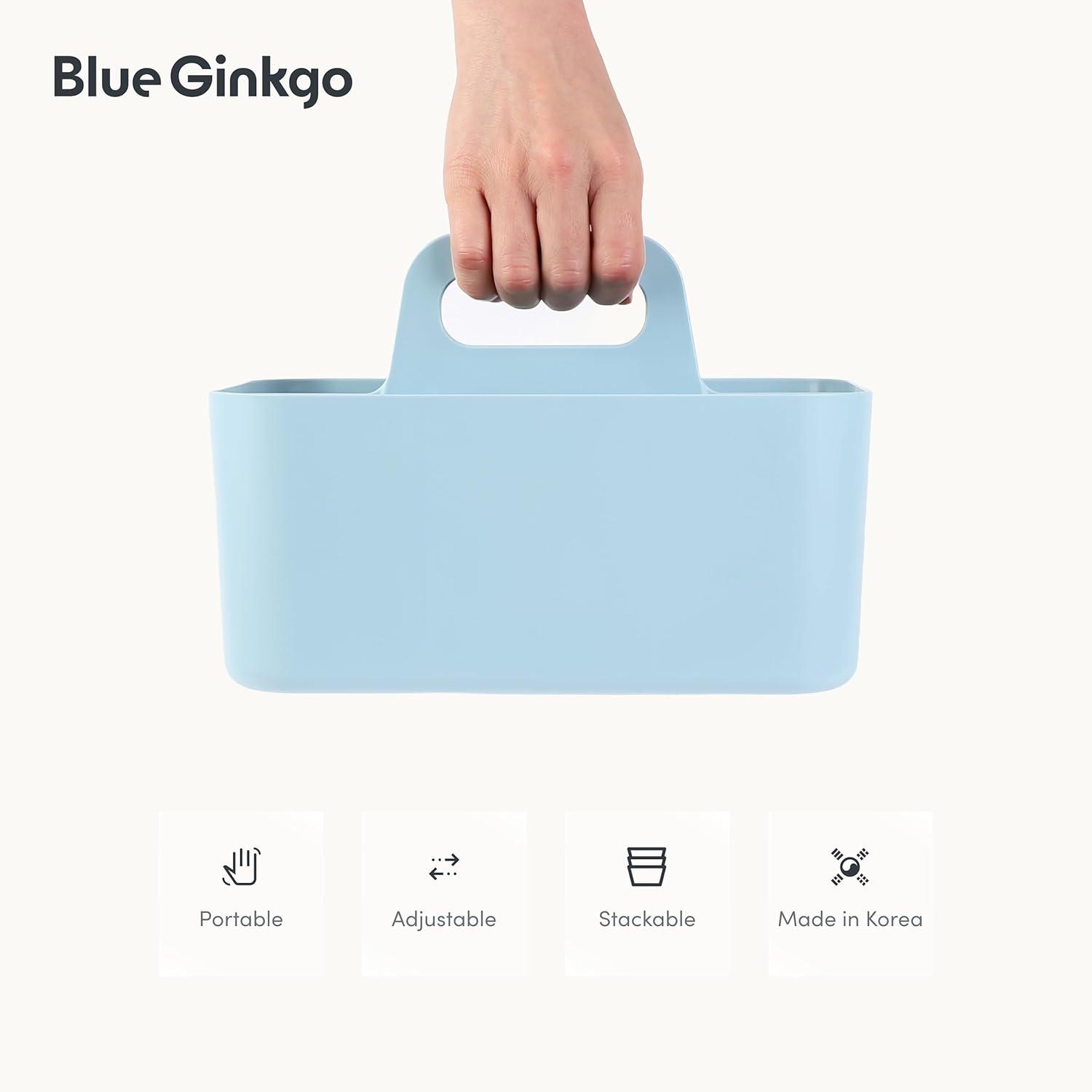 imageBLUE GINKGO Small Stackable Organizer Caddy KoreanMade Portable Tote for Bathroom Office Crafts or School Supplies Square YellowBLUE