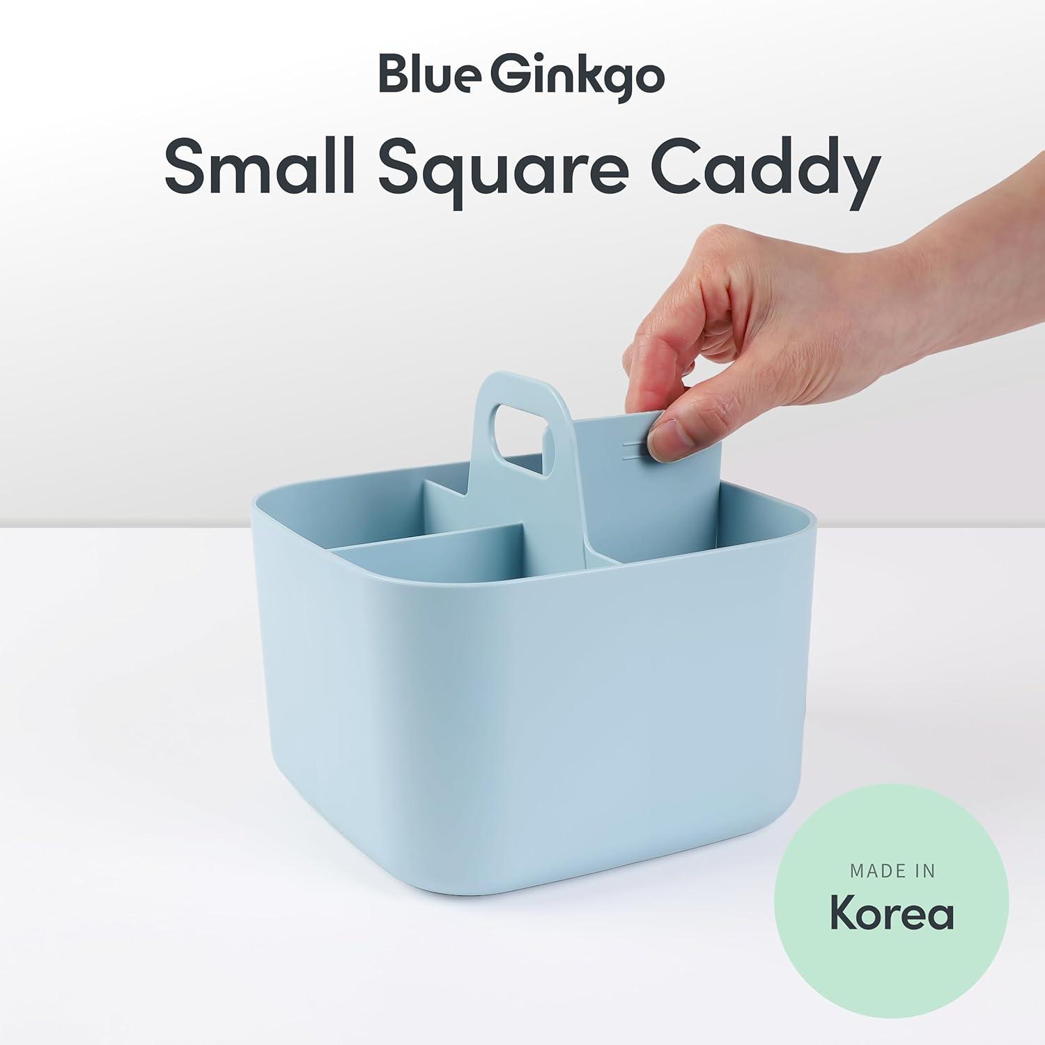 imageBLUE GINKGO Small Stackable Organizer Caddy KoreanMade Portable Tote for Bathroom Office Crafts or School Supplies Square YellowBLUE