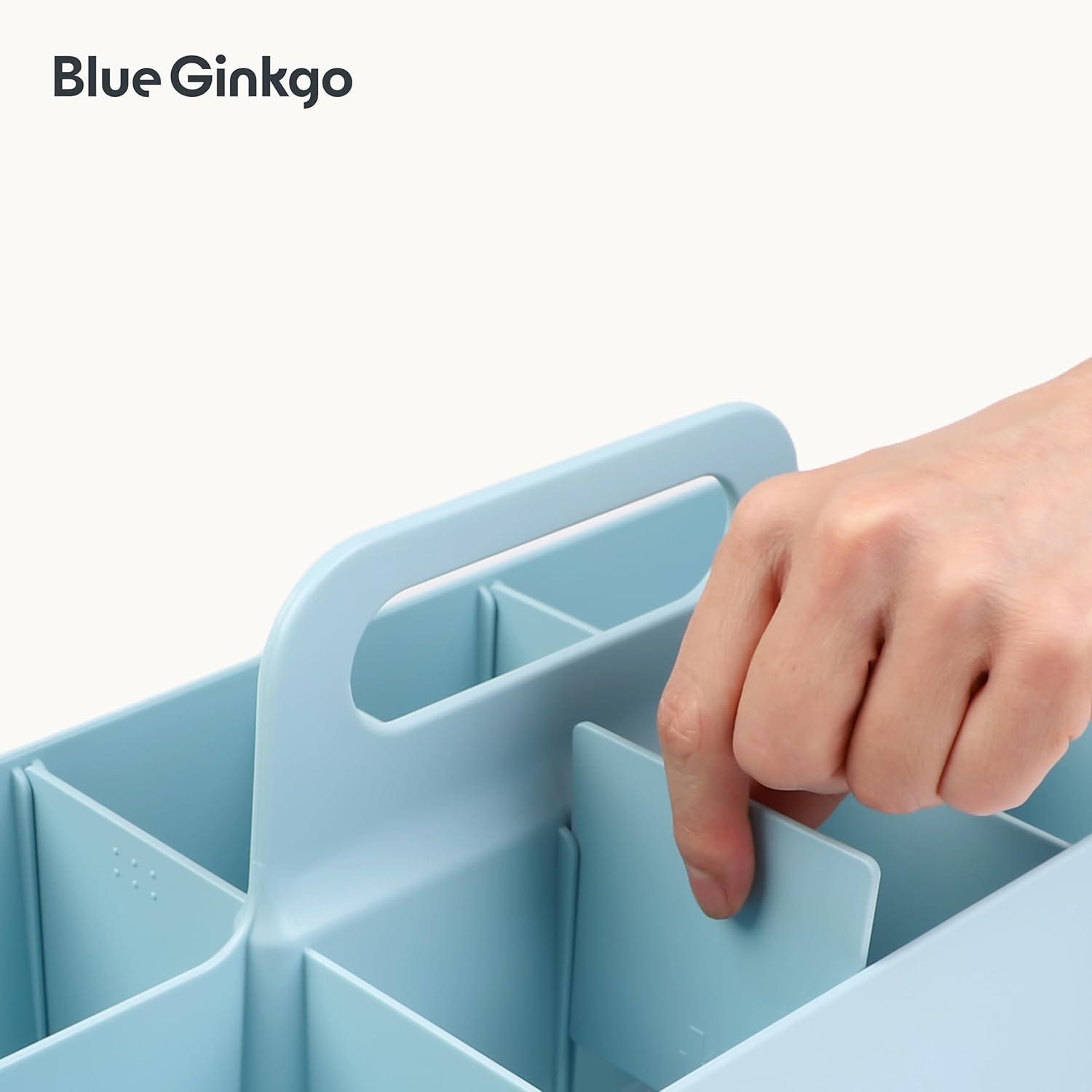 imageBLUE GINKGO Small Stackable Organizer Caddy KoreanMade Portable Tote for Bathroom Office Crafts or School Supplies Square YellowBLUE