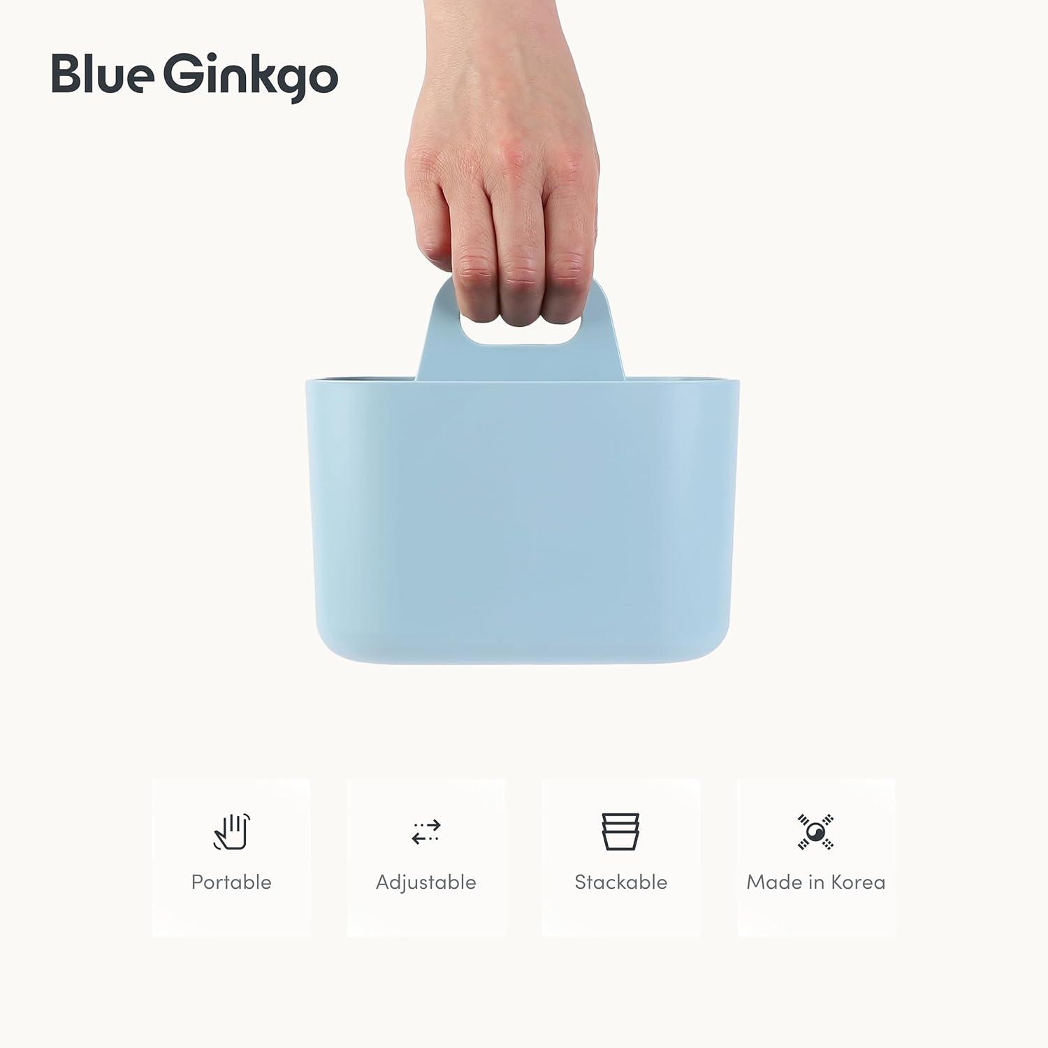 imageBLUE GINKGO Small Stackable Organizer Caddy KoreanMade Portable Tote for Bathroom Office Crafts or School Supplies Square YellowBLUE