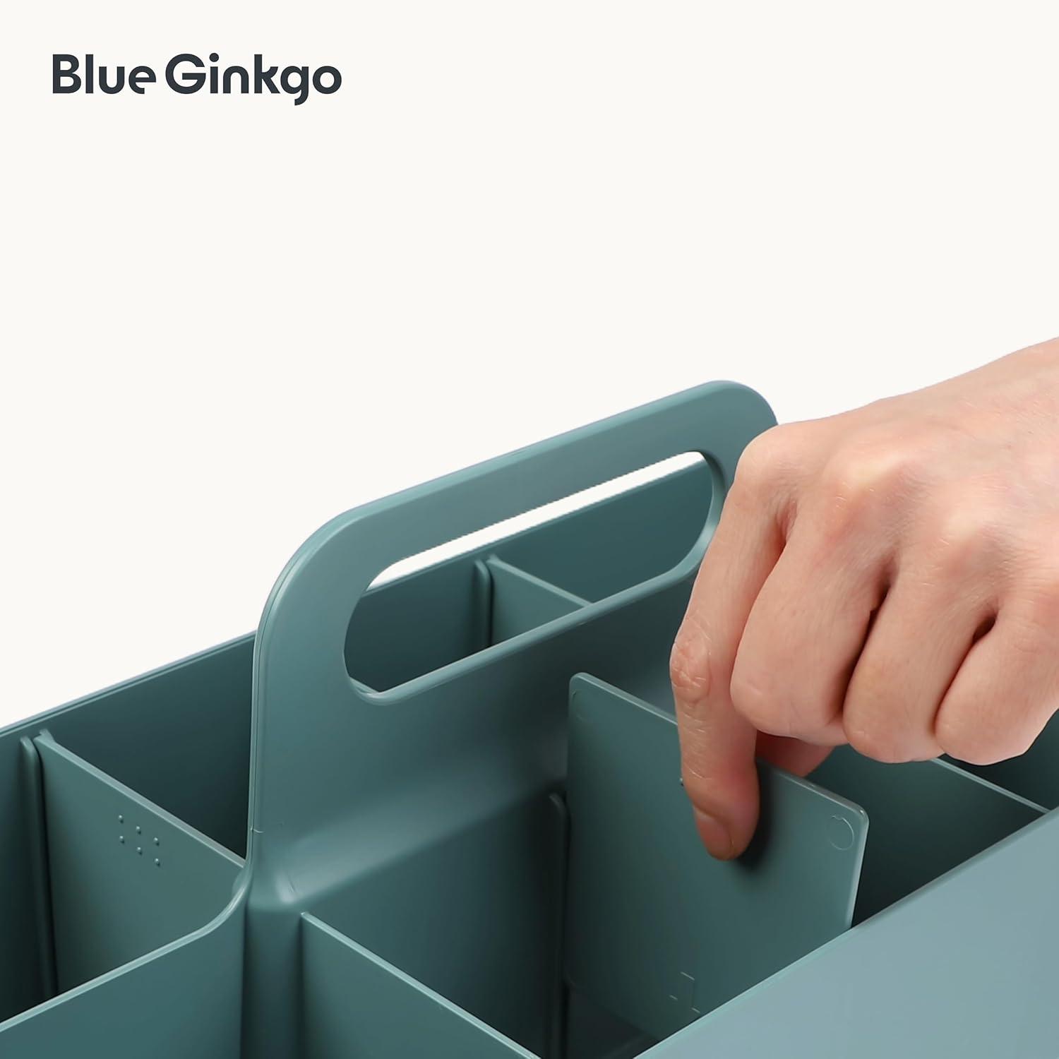 imageBLUE GINKGO Small Stackable Organizer Caddy KoreanMade Portable Tote for Bathroom Office Crafts or School Supplies Square YellowGREEN