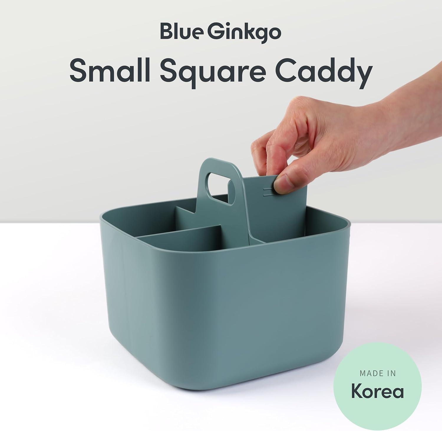 imageBLUE GINKGO Small Stackable Organizer Caddy KoreanMade Portable Tote for Bathroom Office Crafts or School Supplies Square YellowGREEN