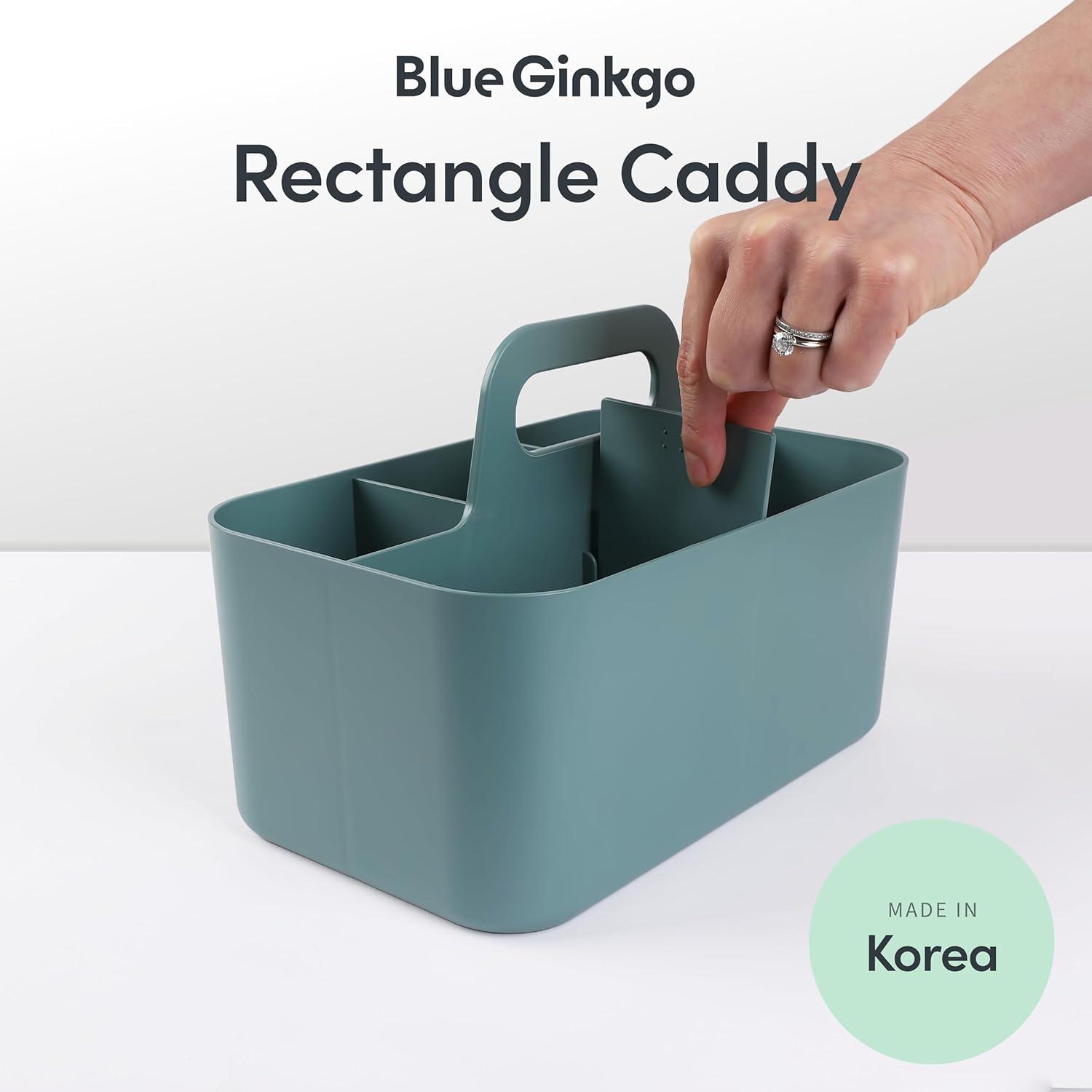 imageBLUE GINKGO Small Stackable Organizer Caddy KoreanMade Portable Tote for Bathroom Office Crafts or School Supplies Square YellowGREEN