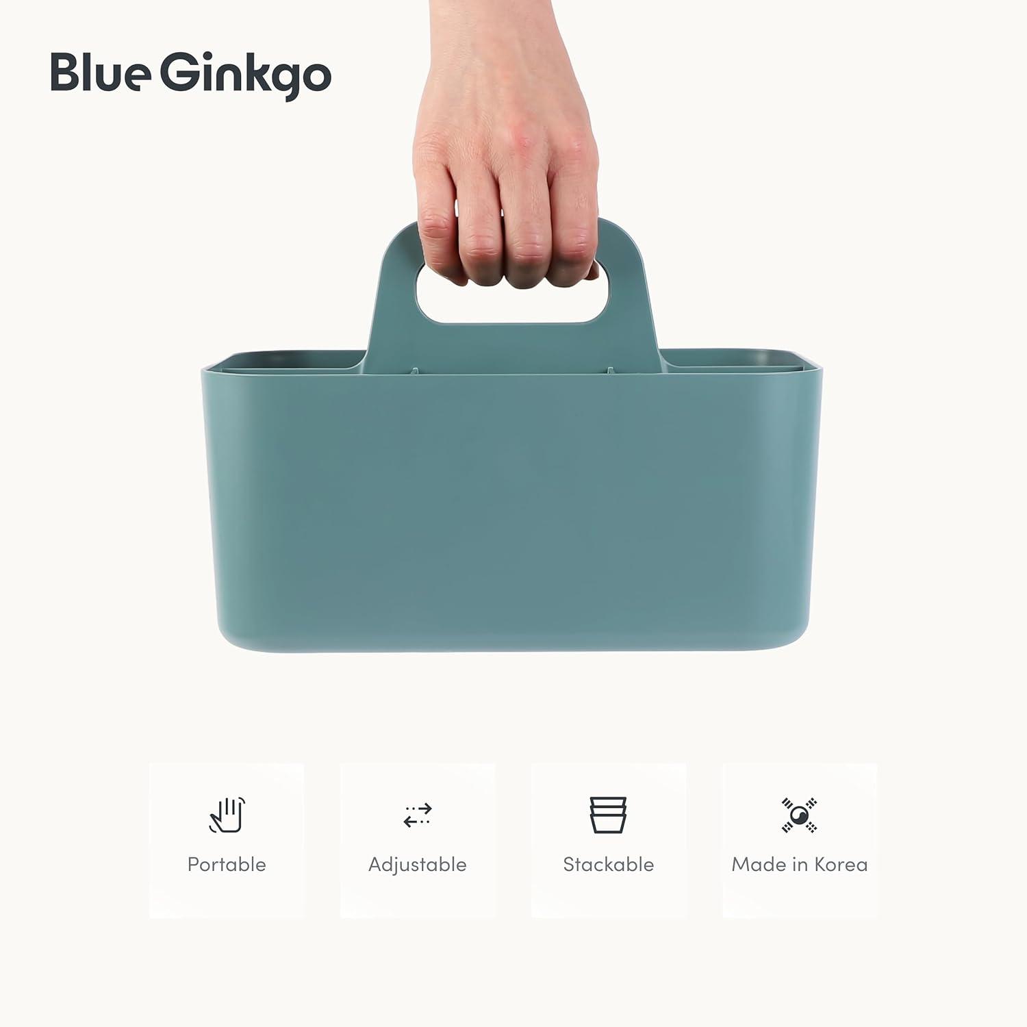 imageBLUE GINKGO Small Stackable Organizer Caddy KoreanMade Portable Tote for Bathroom Office Crafts or School Supplies Square YellowGREEN