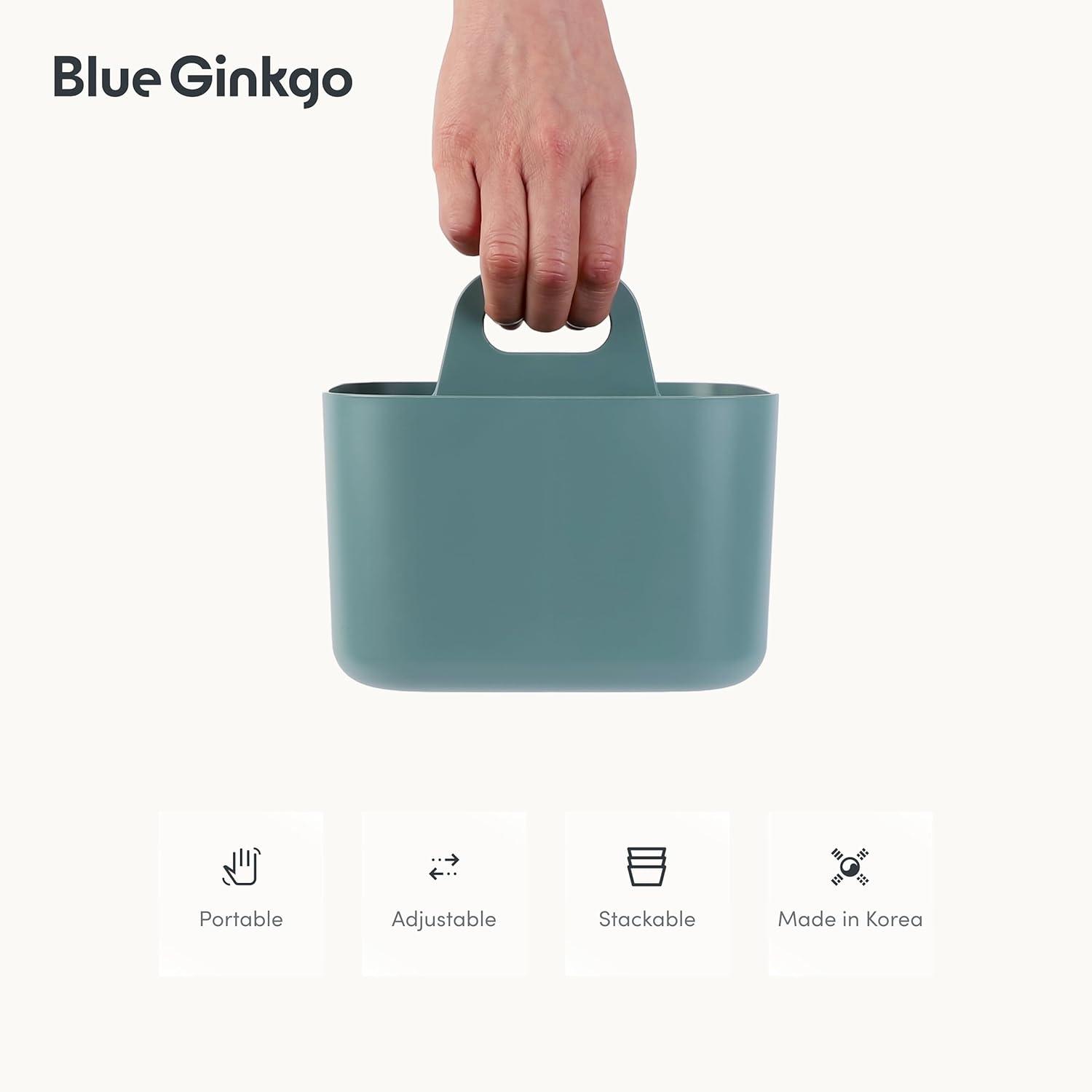 imageBLUE GINKGO Small Stackable Organizer Caddy KoreanMade Portable Tote for Bathroom Office Crafts or School Supplies Square YellowGREEN
