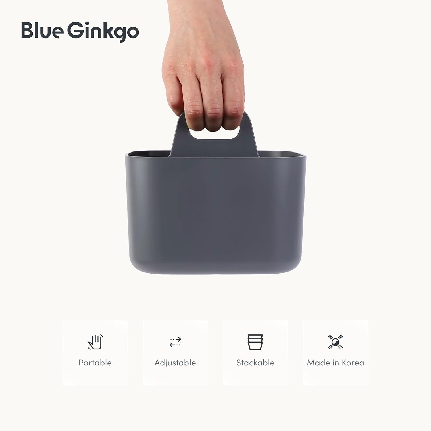 imageBLUE GINKGO Small Stackable Organizer Caddy KoreanMade Portable Tote for Bathroom Office Crafts or School Supplies Square YellowGREY