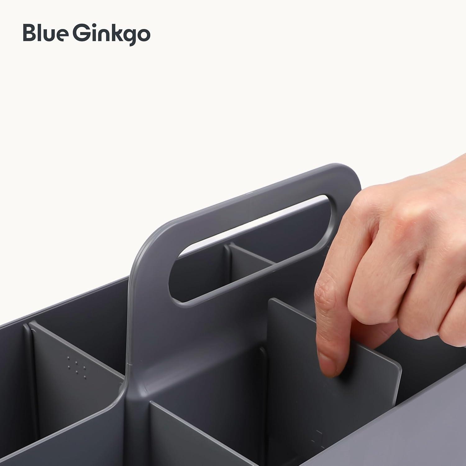 imageBLUE GINKGO Small Stackable Organizer Caddy KoreanMade Portable Tote for Bathroom Office Crafts or School Supplies Square YellowGREY
