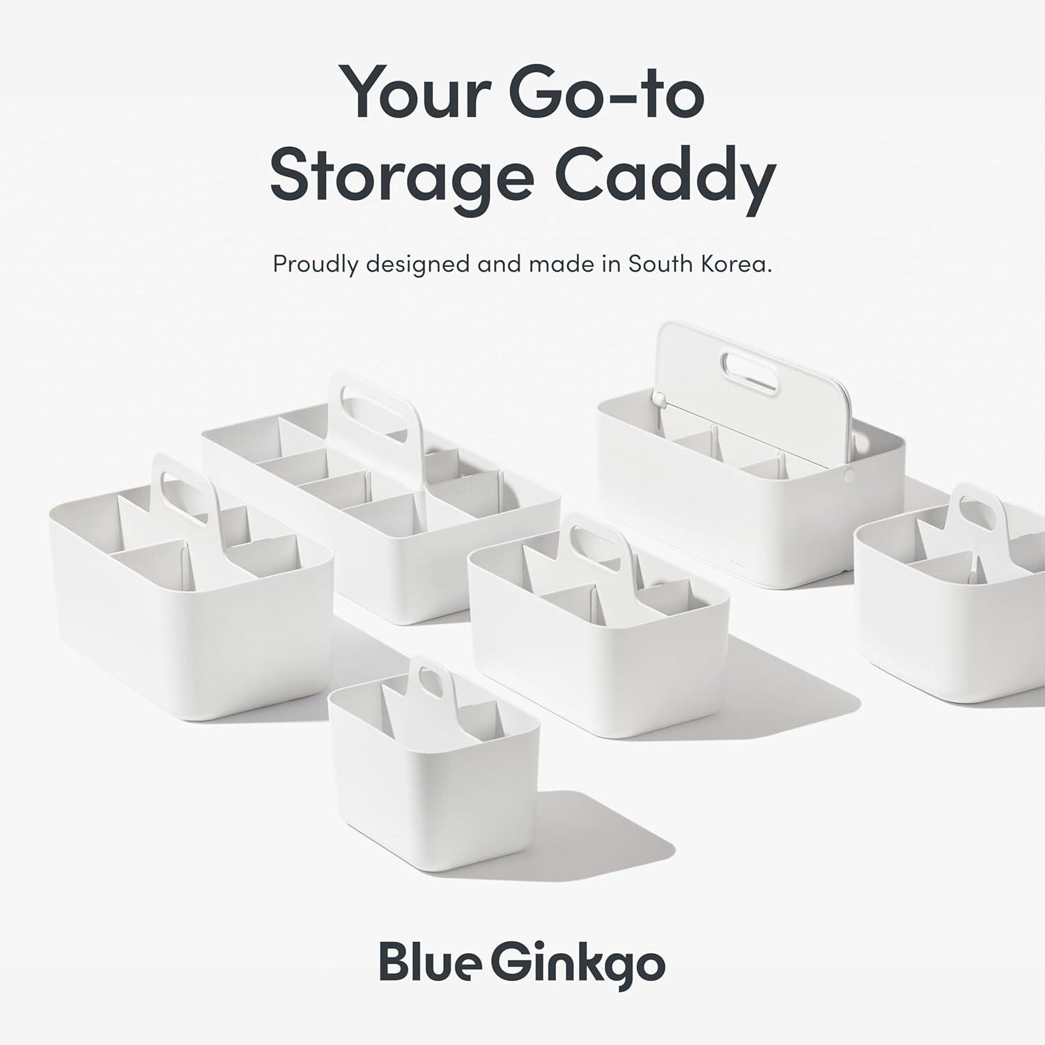 imageBLUE GINKGO Small Stackable Organizer Caddy KoreanMade Portable Tote for Bathroom Office Crafts or School Supplies Square YellowPINK