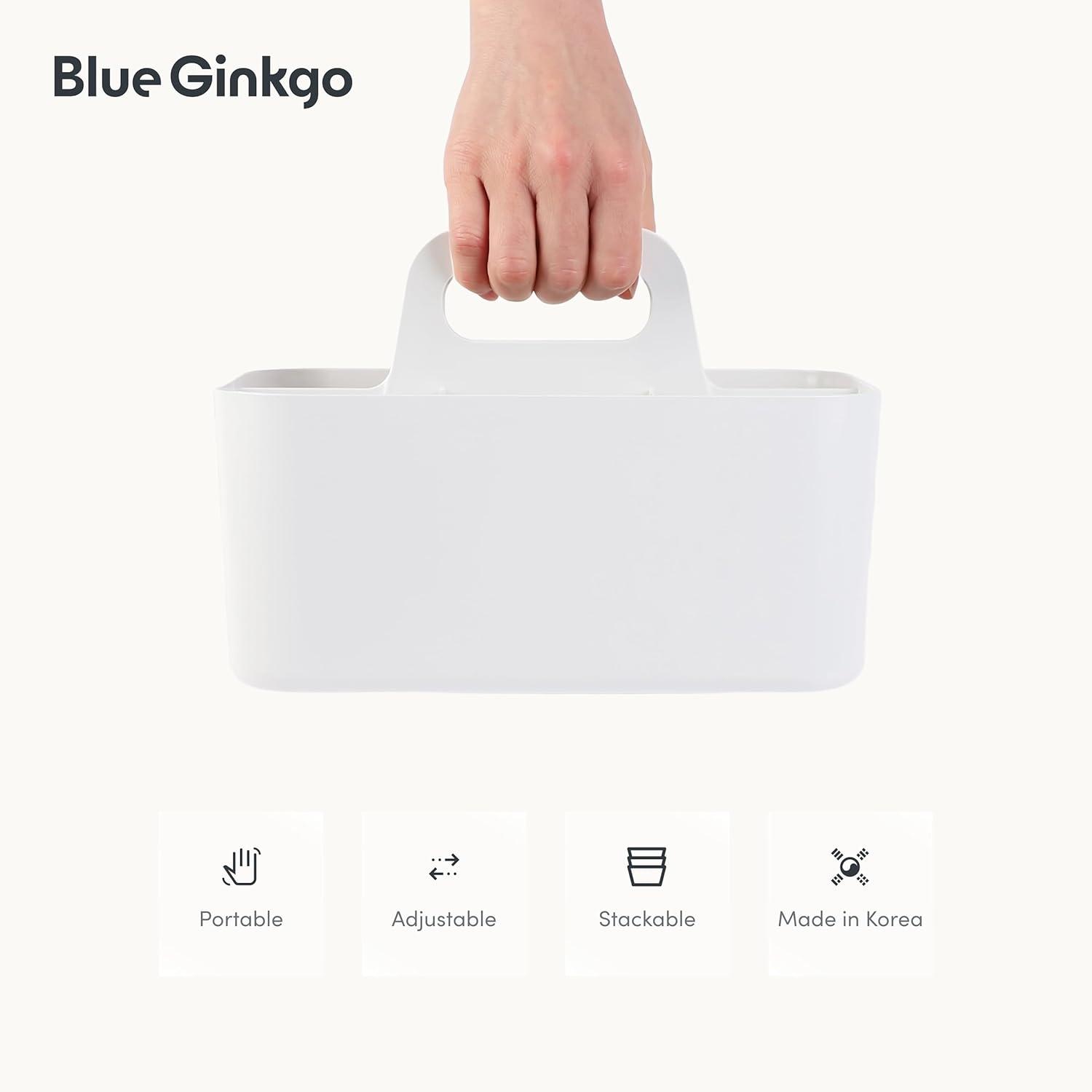 imageBLUE GINKGO Small Stackable Organizer Caddy KoreanMade Portable Tote for Bathroom Office Crafts or School Supplies Square YellowWHITE