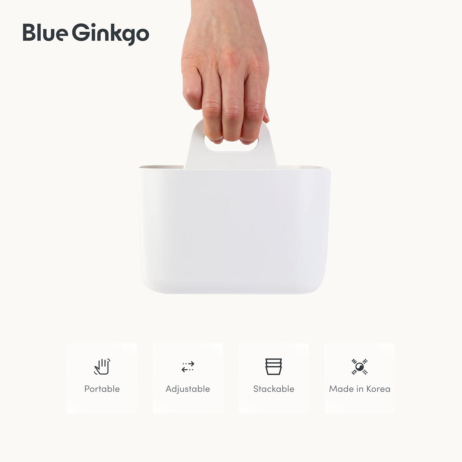 imageBLUE GINKGO Small Stackable Organizer Caddy KoreanMade Portable Tote for Bathroom Office Crafts or School Supplies Square YellowWHITE