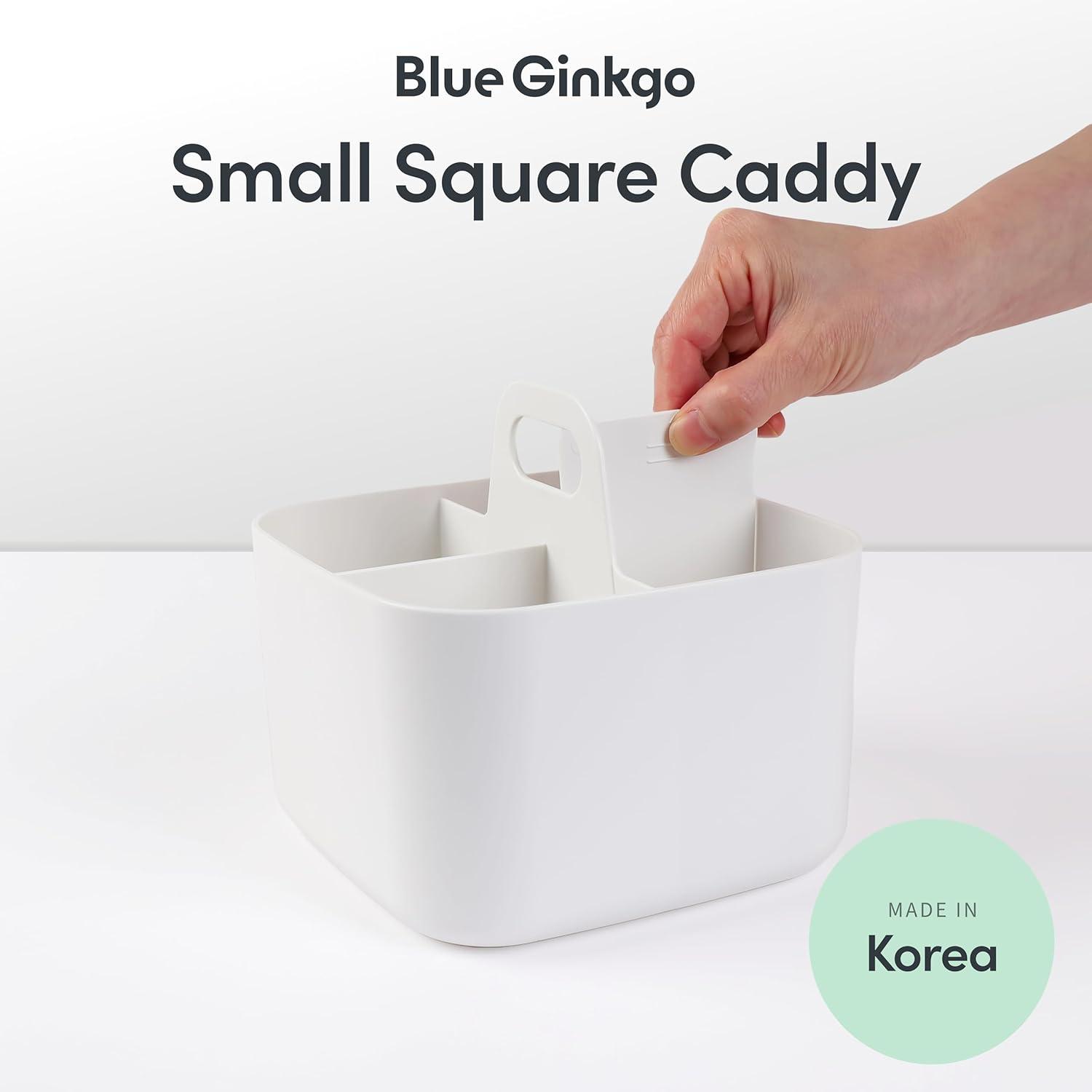 imageBLUE GINKGO Small Stackable Organizer Caddy KoreanMade Portable Tote for Bathroom Office Crafts or School Supplies Square YellowWHITE