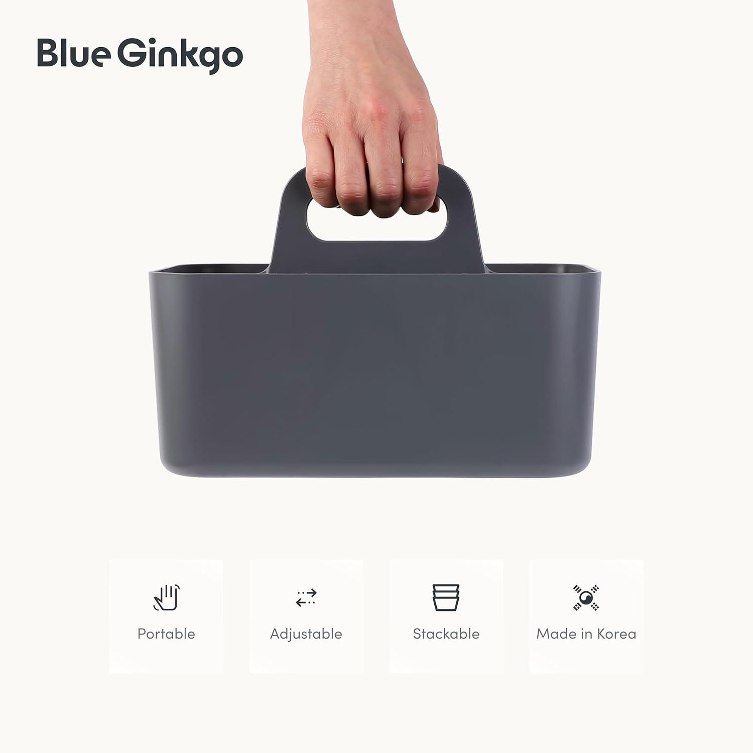 imageBLUE GINKGO Stackable Organizer Caddy KoreanMade Portable Tote for Bathroom Office Crafts or School Supplies Rectangle WhiteGREY