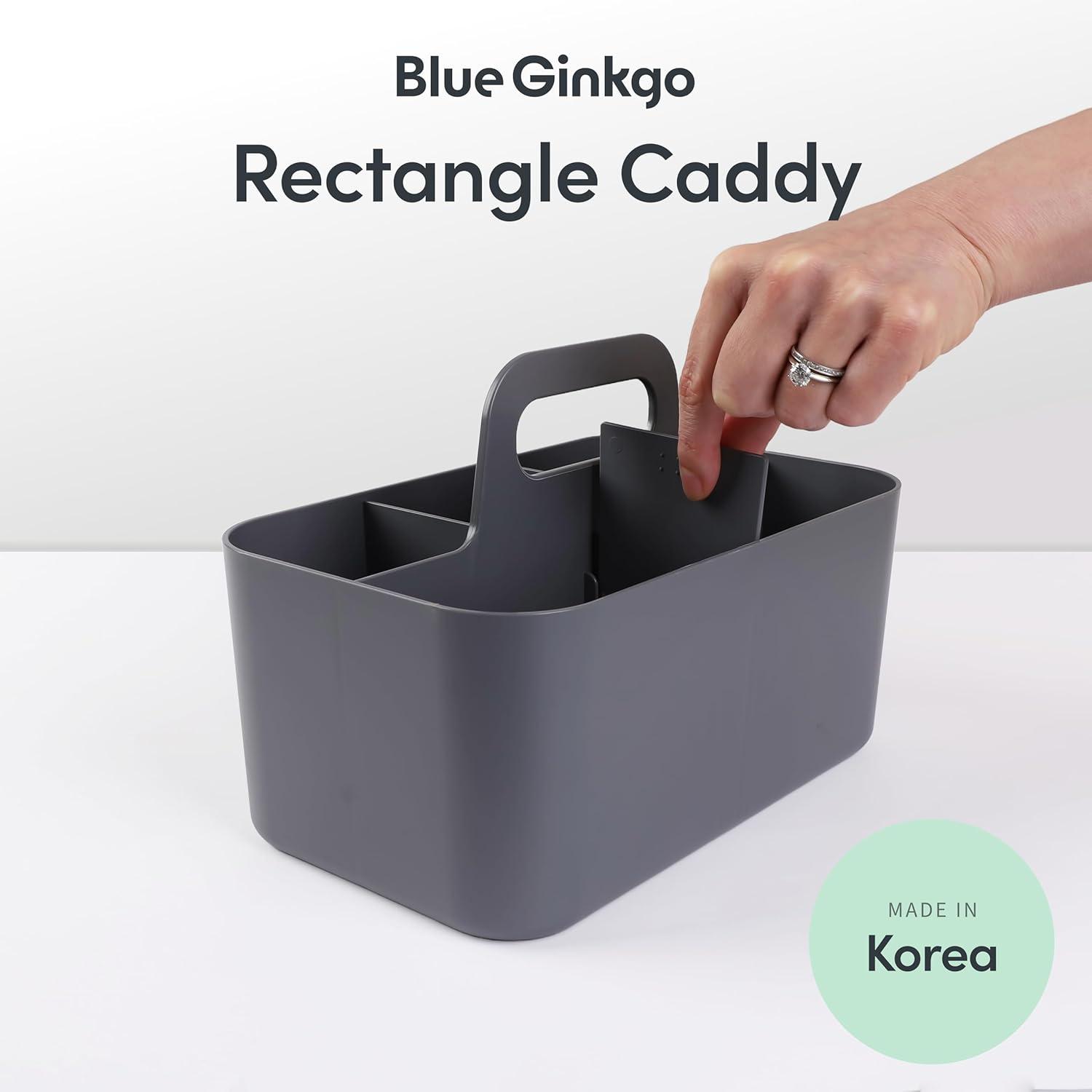 imageBLUE GINKGO Stackable Organizer Caddy KoreanMade Portable Tote for Bathroom Office Crafts or School Supplies Rectangle WhiteGREY