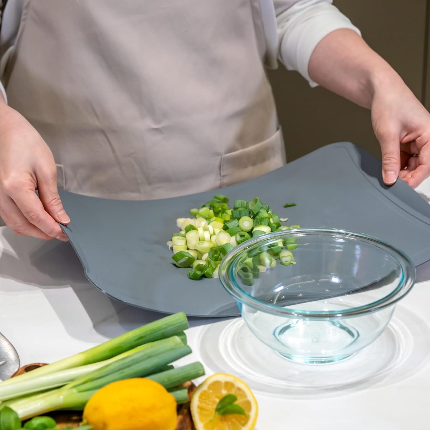 imageBlue Ginkgo TPU Cutting Mat Medium KoreanMade Flexible KnifeFriendly Durable Kitchen Cutting Board Dark Gray