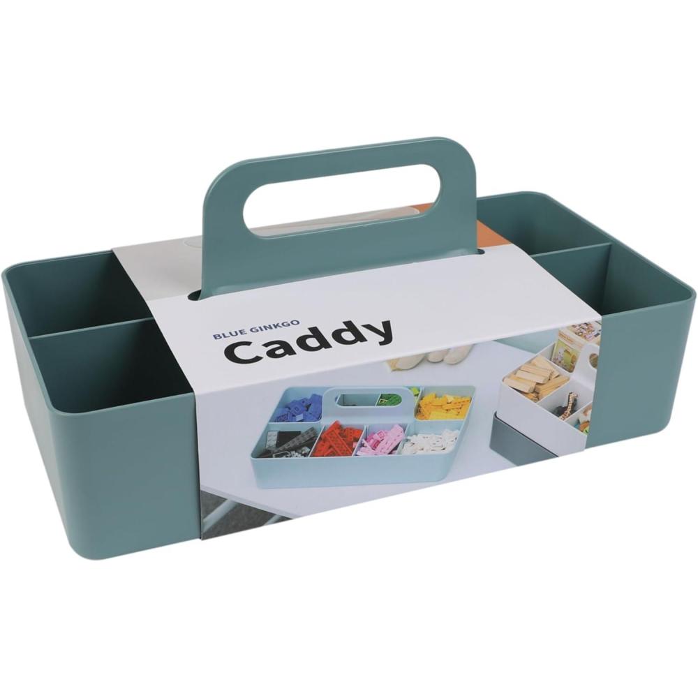 imageBLUE GINKGO Stackable Organizer Caddy  KoreanMade Portable Tote for Bathroom Office Crafts or School Supplies Rectangle WhiteGREEN