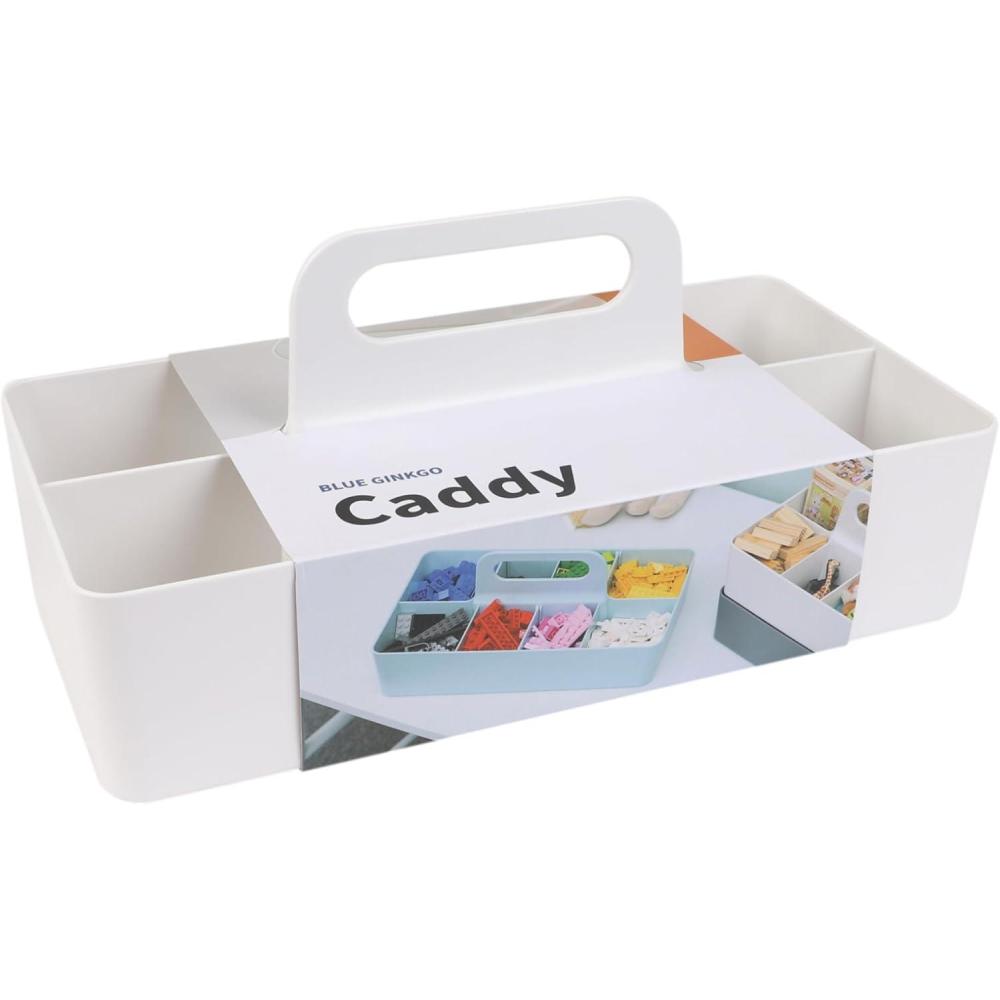 imageBLUE GINKGO Stackable Organizer Caddy  KoreanMade Portable Tote for Bathroom Office Crafts or School Supplies Rectangle WhiteWHITE