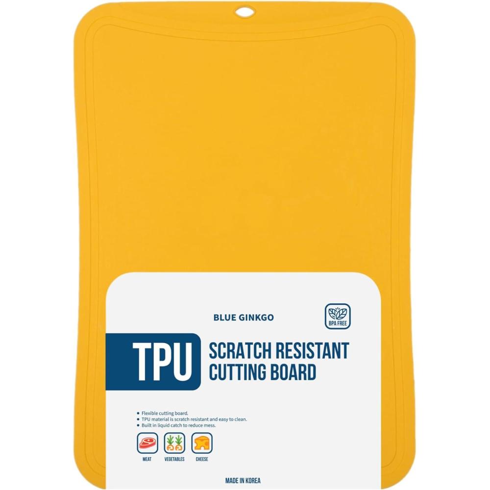 imageBlue Ginkgo TPU Cutting Mat Medium KoreanMade Flexible KnifeFriendly Durable Kitchen Cutting Board Yellow