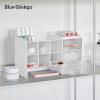 BLUE GINKGO Hive Stack Desk Organizer – Stackable Pen Holder, Stationary Organizer with Drawers – Office Storage, School Supplies, Makeup (Made in Korea, Blue)(WHITE TRNS)
