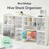 BLUE GINKGO Hive Stack Desk Organizer – Stackable Pen Holder, Stationary Organizer with Drawers – Office Storage, School Supplies, Makeup (Made in Korea, Blue)(WHITE TRNS)