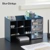 BLUE GINKGO Hive Stack Desk Organizer – Stackable Pen Holder, Stationary Organizer with Drawers – Office Storage, School Supplies, Makeup (Made in Korea, Blue)(BLUE TRNS)