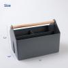 BLUE GINKGO Large Storage Basket – Plastic Caddy with Wooden Handle for Bathroom, Pantry, or Cleaning Supplies (Pink)(GREY)