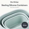 BLUE GINKGO Nesting Silicone Containers – Set of 3 Hard-Shell Silicone Food Storage Containers | BPA Free, Airtight, Dishwasher and Freezer Safe (6.7oz, 10oz, 20oz) – Grey(Green)
