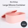 BLUE GINKGO Nesting Silicone Containers – Set of 3 Hard-Shell Silicone Food Storage Containers | BPA Free, Airtight, Dishwasher and Freezer Safe (6.7oz, 10oz, 20oz) – Grey(Pink L)
