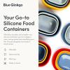 BLUE GINKGO Nesting Silicone Containers – Set of 3 Hard-Shell Silicone Food Storage Containers | BPA Free, Airtight, Dishwasher and Freezer Safe (6.7oz, 10oz, 20oz) – Grey(Pink L)