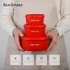 BLUE GINKGO Nesting Silicone Containers – Set of 3 Hard-Shell Silicone Food Storage Containers | BPA Free, Airtight, Dishwasher and Freezer Safe (6.7oz, 10oz, 20oz) – Grey(Red)