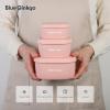 BLUE GINKGO Nesting Silicone Containers – Set of 3 Hard-Shell Silicone Food Storage Containers | BPA Free, Airtight, Dishwasher and Freezer Safe (6.7oz, 10oz, 20oz) – Grey(Pink)