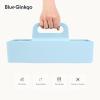 BLUE GINKGO Stackable Organizer Caddy – Korean-Made Portable Tote for Bathroom, Office, Crafts, or School Supplies (Rectangle, White)(BLUE)