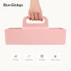 BLUE GINKGO Stackable Organizer Caddy – Korean-Made Portable Tote for Bathroom, Office, Crafts, or School Supplies (Rectangle, White)(PINK)