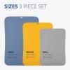 Blue Ginkgo TPU Cutting Mats [Set of 3] – Korean-Made Flexible, Knife-Friendly, Durable Kitchen Cutting Boards (Blue, Yellow, Gray)(Blue  Yellow  Gray)