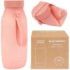 BLUE GINKGO Collapsible Water Bottle – Lightweight, Foldable Silicone Bottle for Travel, Hiking, and Camping (16.9oz, Made in Korea, Rose Pink)(Rose Pink)