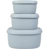 BLUE GINKGO Nesting Silicone Containers – Set of 3 Hard-Shell Silicone Food Storage Containers | BPA Free, Airtight, Dishwasher and Freezer Safe (6.7oz, 10oz, 20oz) – Grey(Gray)