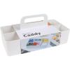 BLUE GINKGO Small Stackable Organizer Caddy – Korean-Made Portable Tote for Bathroom, Office, Crafts, or School Supplies (Square, Yellow)(WHITE)