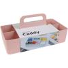 BLUE GINKGO Stackable Organizer Caddy – Korean-Made Portable Tote for Bathroom, Office, Crafts, or School Supplies (Rectangle, White)(PINK)