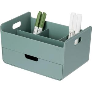 BLUE GINKGO Hive Desk Organizer – Vertical 6-Compartment, Full-drawer Storage – Space-Saving Pen Holder, Stationery Storage – Organizer for Office, School Supplies, Makeup (Made in Korea, Green)(GREEN)
