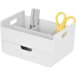 BLUE GINKGO Hive Desk Organizer – Vertical 6-Compartment, Full-drawer Storage – Space-Saving Pen Holder, Stationery Storage – Organizer for Office, School Supplies, Makeup (Made in Korea, Green)(WHITE)