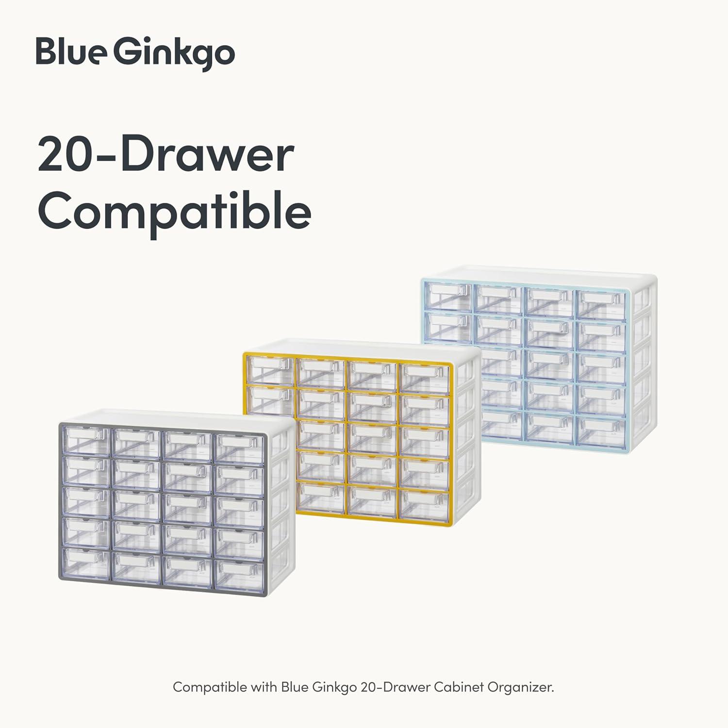 imageBlue Ginkgo Medium 16Drawer Cabinet Stackable Clear Organizer for Hardware Beads Plastic Bricks Office and Craft Storage Made in Korea GrayClear
