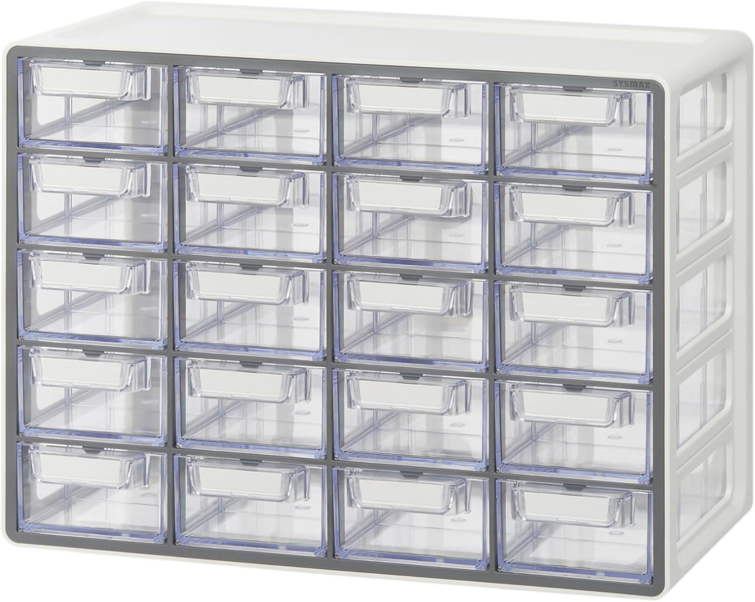 imageBlue Ginkgo Medium 16Drawer Cabinet Stackable Clear Organizer for Hardware Beads Plastic Bricks Office and Craft Storage Made in Korea GrayGREY