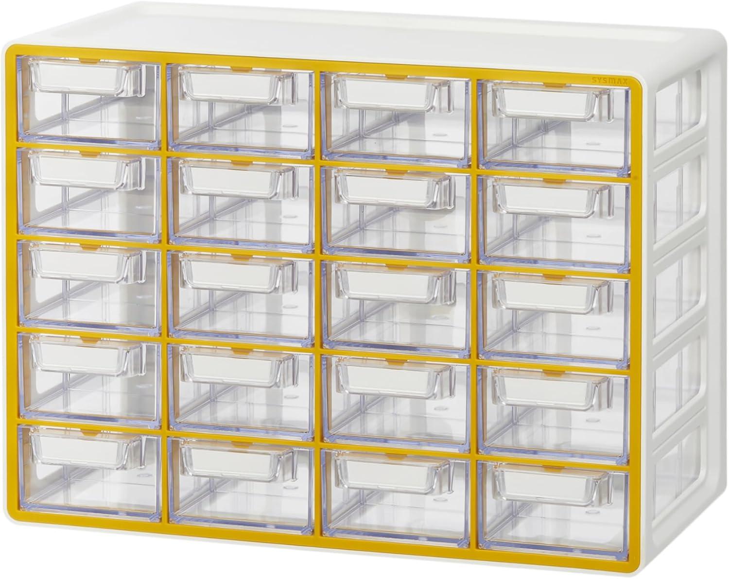 imageBlue Ginkgo Medium 16Drawer Cabinet Stackable Clear Organizer for Hardware Beads Plastic Bricks Office and Craft Storage Made in Korea GrayYELLOW