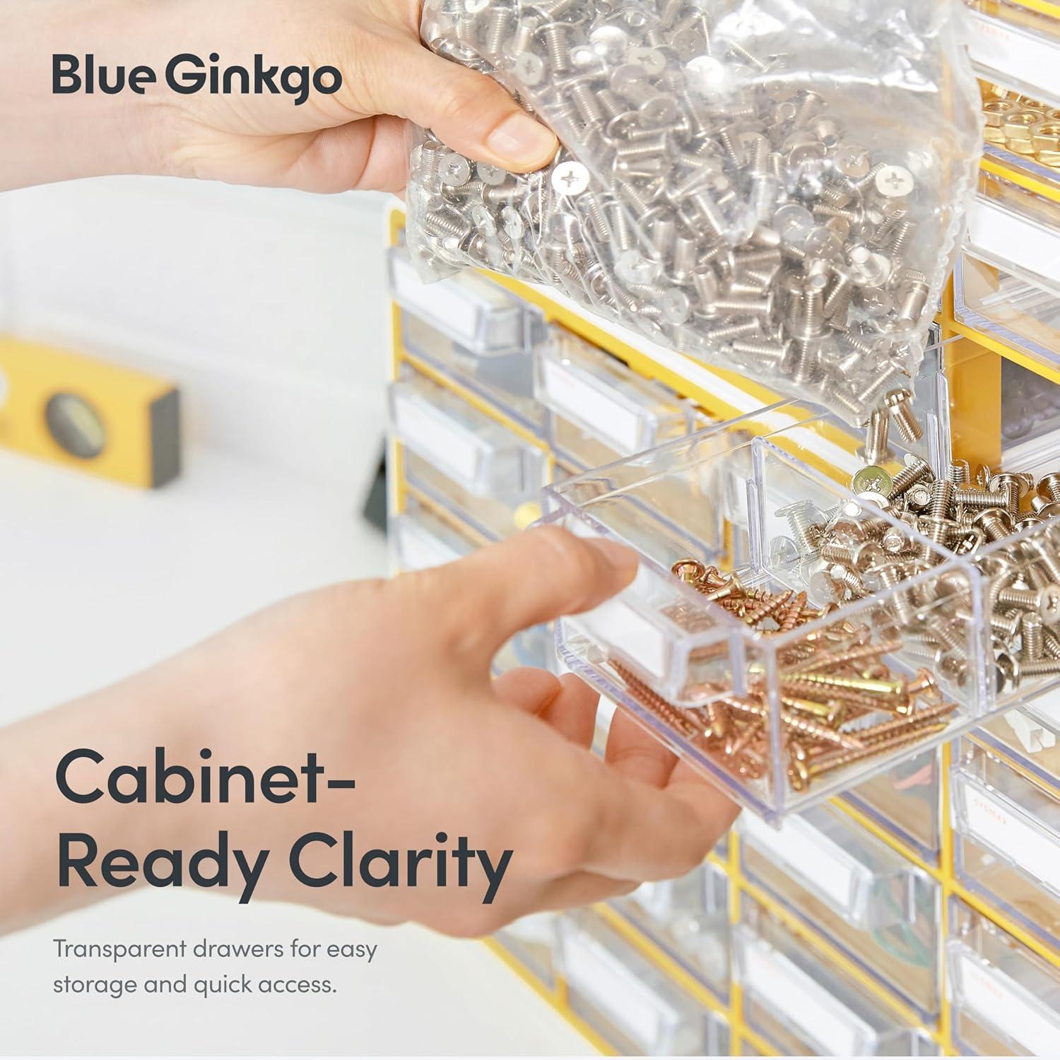 imageBlue Ginkgo Medium 16Drawer Cabinet Stackable Clear Organizer for Hardware Beads Plastic Bricks Office and Craft Storage Made in Korea GrayYELLOW