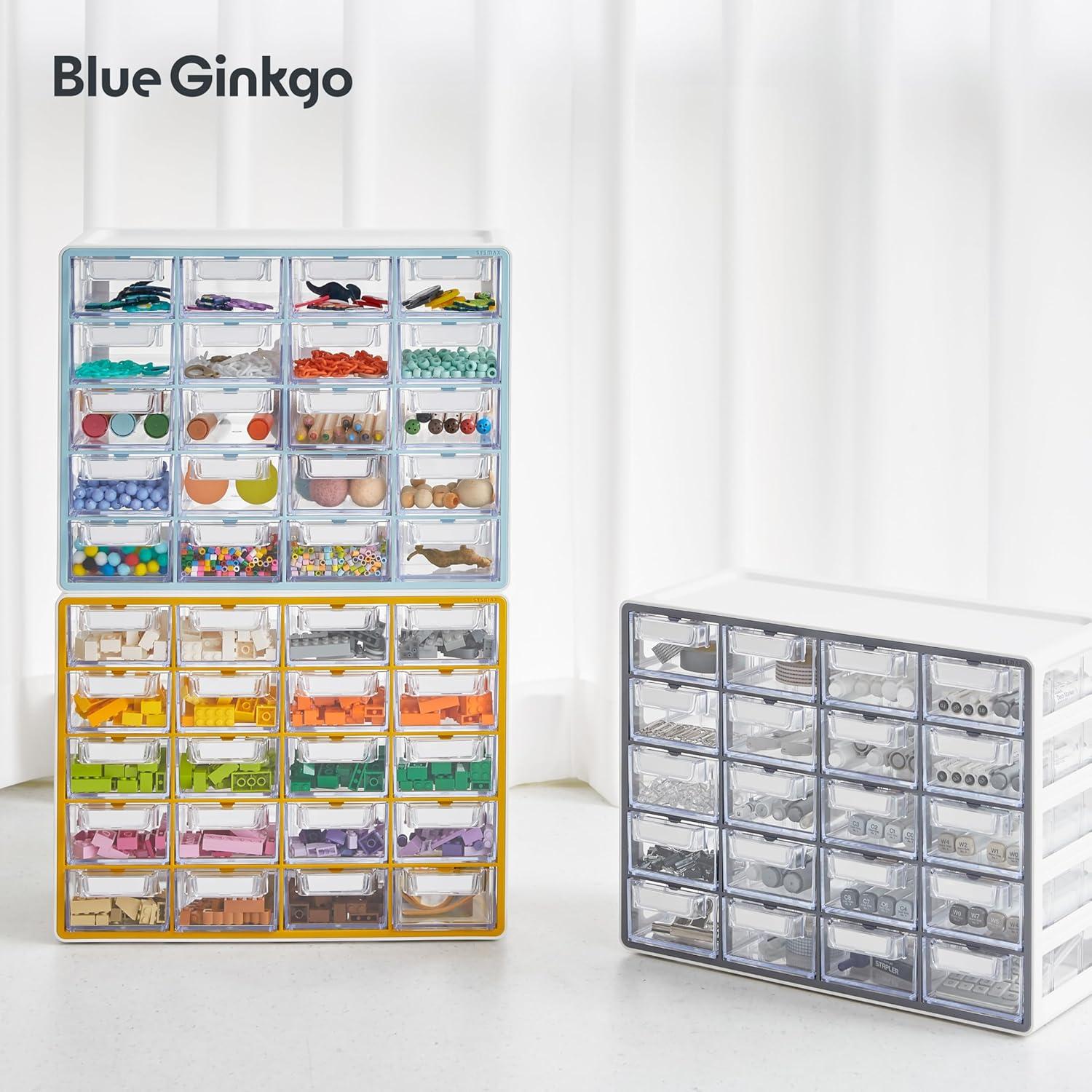 imageBlue Ginkgo Medium 16Drawer Cabinet Stackable Clear Organizer for Hardware Beads Plastic Bricks Office and Craft Storage Made in Korea GrayYELLOW