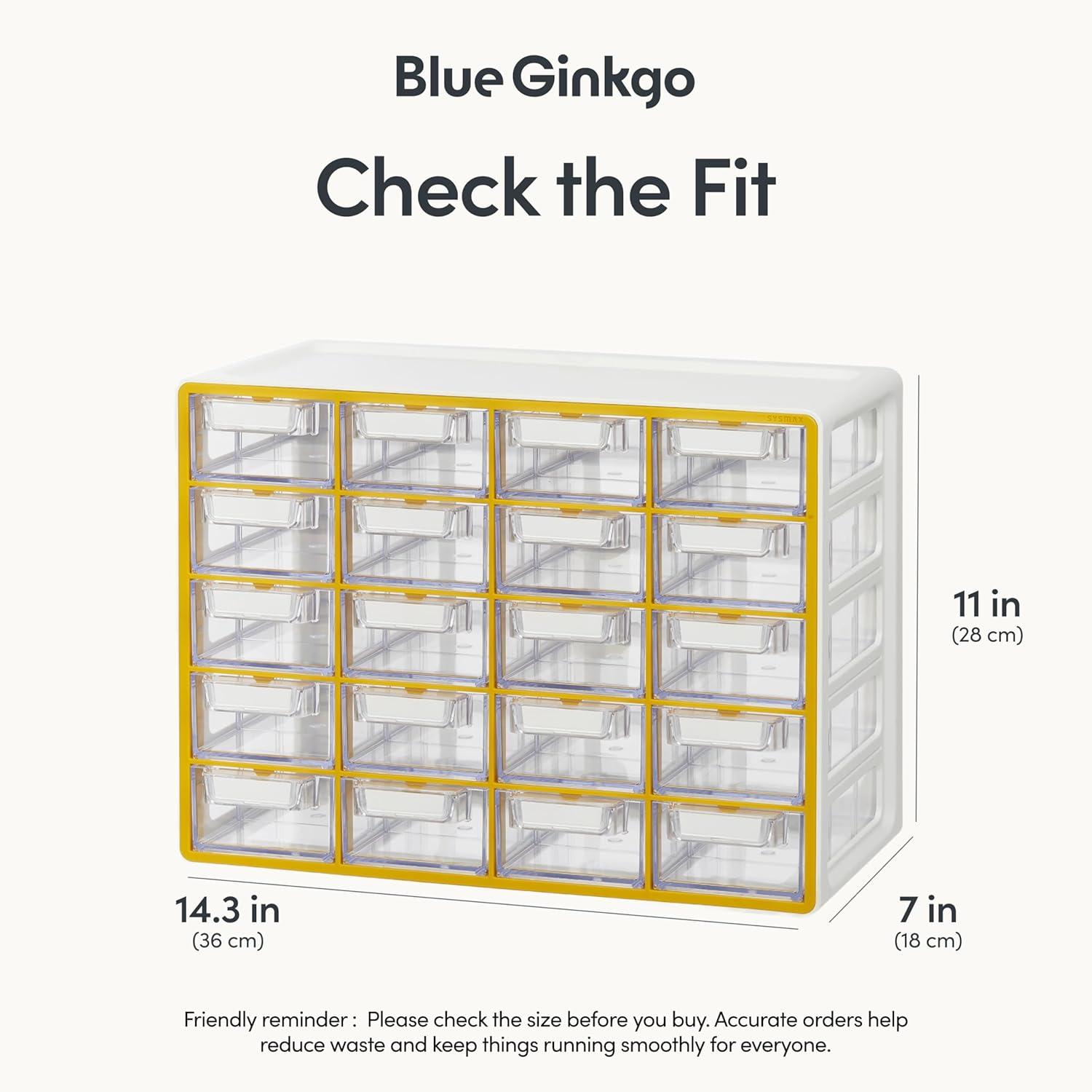 imageBlue Ginkgo Medium 16Drawer Cabinet Stackable Clear Organizer for Hardware Beads Plastic Bricks Office and Craft Storage Made in Korea GrayYELLOW