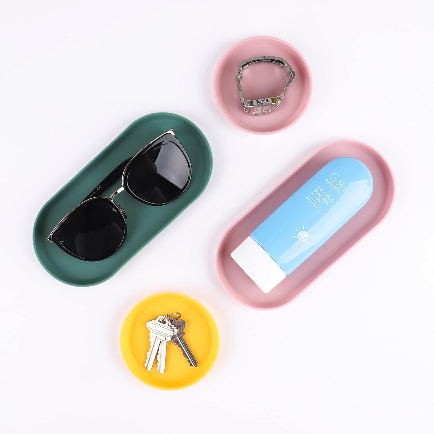 imageBlue Ginkgo Mini Silicone Trays Set of 6 EasyClean Organizers for Bathroom Kitchen Desk Vanity and Cosmetics Brown Tan IvoryGreen