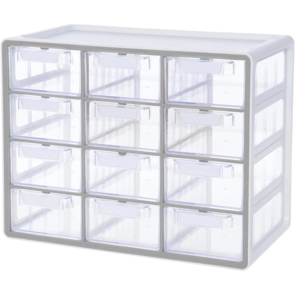 imageBlue Ginkgo Medium 16Drawer Cabinet Stackable Clear Organizer for Hardware Beads Plastic Bricks Office and Craft Storage Made in Korea GrayGREY