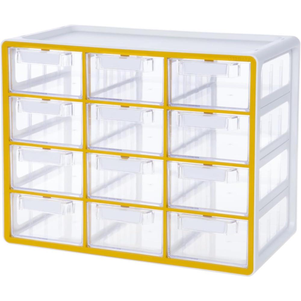 imageBlue Ginkgo Medium 16Drawer Cabinet Stackable Clear Organizer for Hardware Beads Plastic Bricks Office and Craft Storage Made in Korea GrayYELLOW