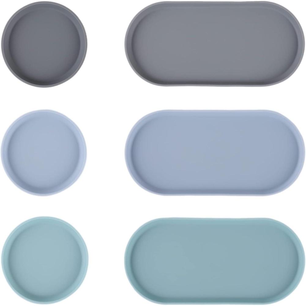 imageBlue Ginkgo Mini Silicone Trays Set of 6 EasyClean Organizers for Bathroom Kitchen Desk Vanity and Cosmetics Brown Tan IvoryBlue