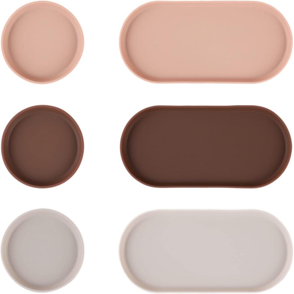 imageBlue Ginkgo Mini Silicone Trays  Set of 6 EasyClean Organizers for Bathroom Kitchen Desk Vanity and Cosmetics Brown Tan IvoryBrown